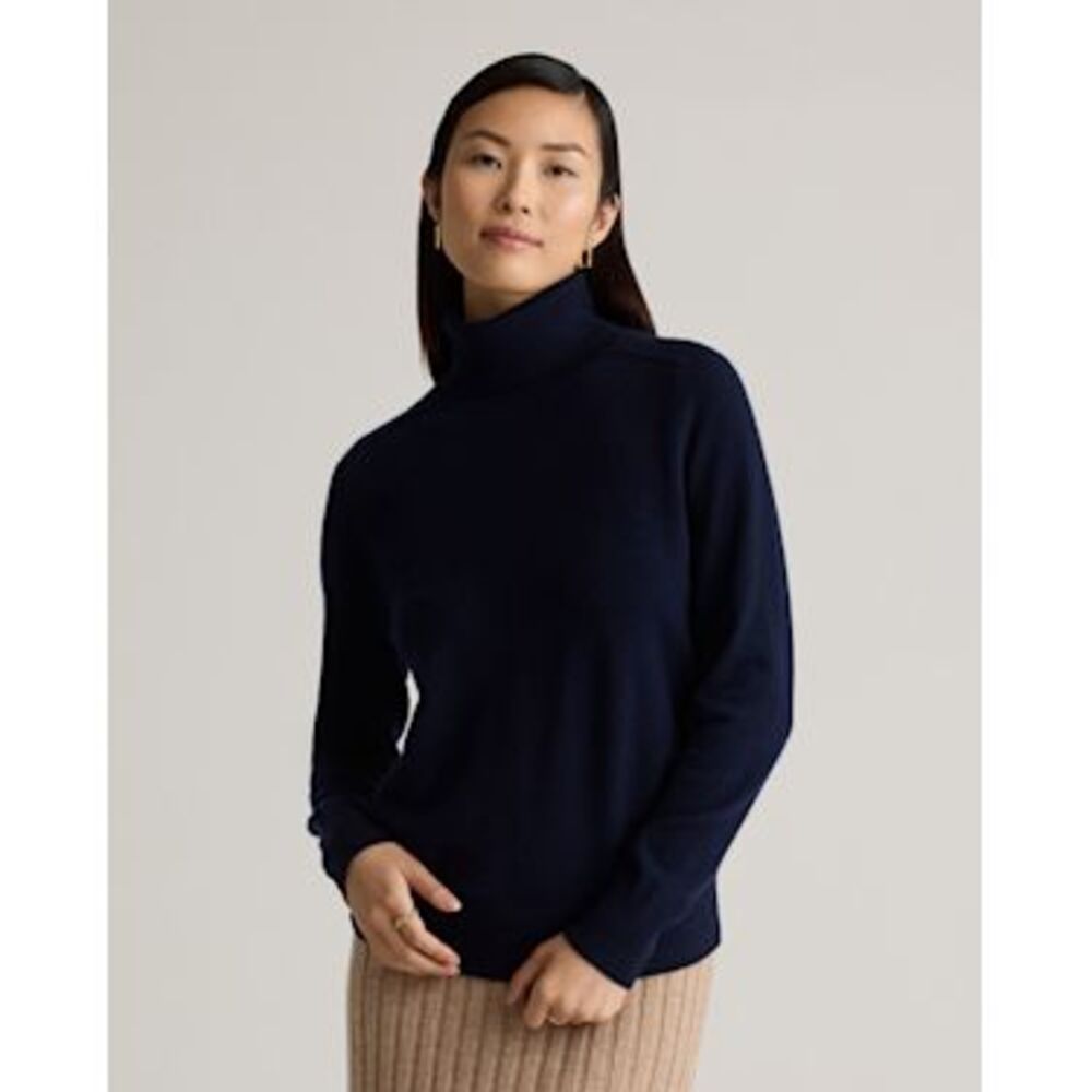 Quince Women Mongolian Cashmere Turtleneck Sweater Blue XS